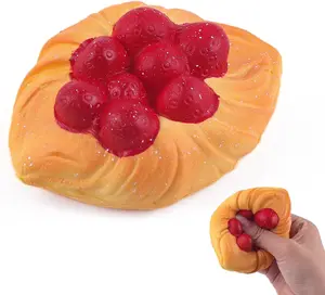 Anboor Slow Rising Squishies Toys for Kids Strawberry Danish Foam Food Stress Squishes Cute Giant Squeeze Toy summerwins
