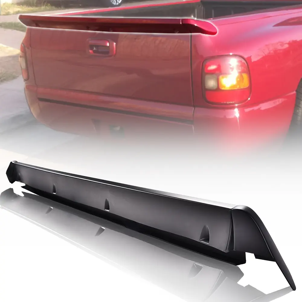 Heavy Duty PP Plastic Rear Tailgate Spoiler Protector, OEM Style Exterior Styling Upgrade, Fits 99-06 Chevy Silverado GMC Sierra 1500 Fleetside Bed, Auto Parts Accessories Bundle, Car Accessories
