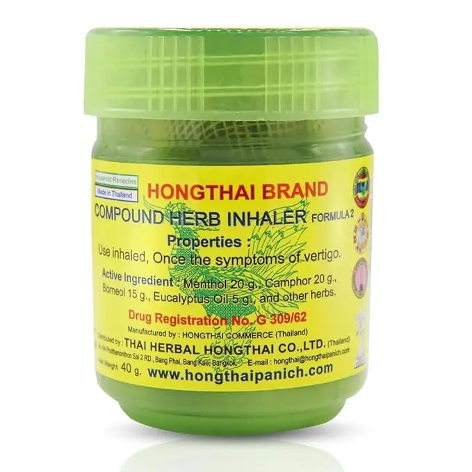 Hong Thai Brand Compound Herb Inhaler 10g - Organic Natural Formula for Wellness Fitness & Healthy Multicolor Nasal Emollient Pack of 1 2 3