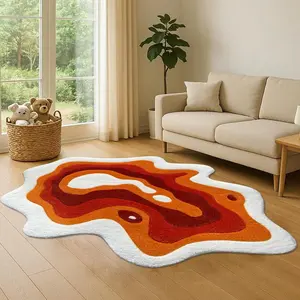 Abstract Art Design Multi-Color Irregular Decorative Area Rug, Modern Minimalist Home Decoration Floor Mat, Thick Soft Fleece for Living Room Bedroom Bedside, Fluffy Area Rug