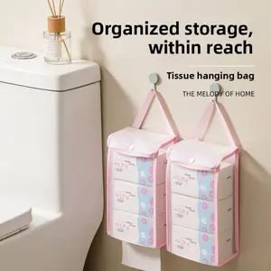 Hanging Paper Towel Storage Bag, Home Dormitory Bathroom Bedroom Bedside Office Multi-Scene Paper Towel Organizer Hanging Holder Hangable