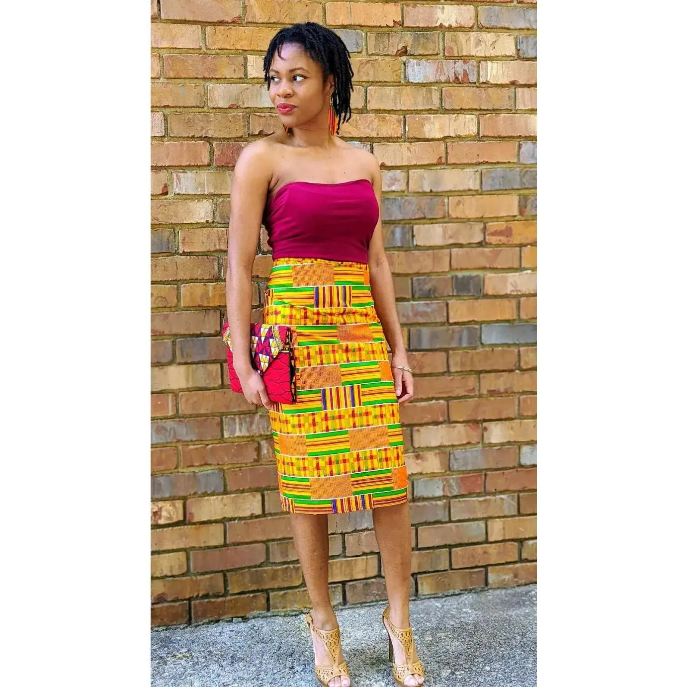 Rosey Kente African Print Wrap Skirt-DP3227W2 | African Fashion | Dupsie's