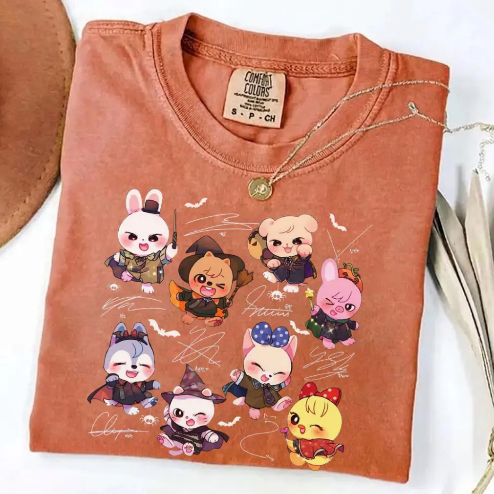 Comfort Colors SKZO Halloween Signature Shirt, Cute K Pop Fan Spooky Season Gift, Stay Halloween Apparel, Fandom Gift, Womenswear