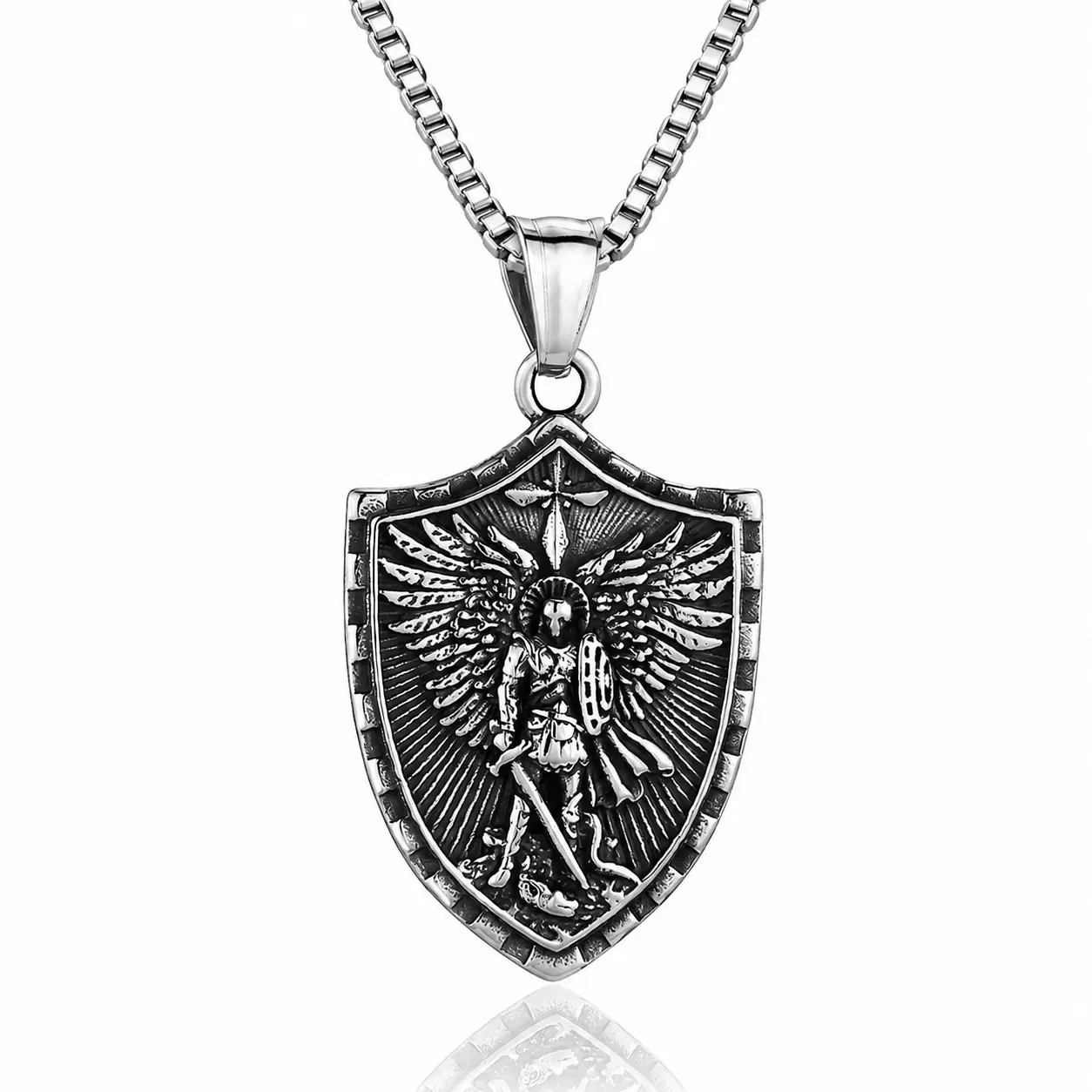 Archangel Michael Psalm 27:1 Shield Necklace + Pendant