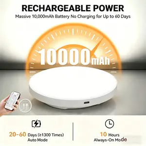 Magnetic Sensor Ceiling Light, Rechargeable Motion Sensor Lamp, Adjustable Brightness & Color Temperature, Customizable Lighting, 10000mah Battery, Remote Control, Led Night Lights