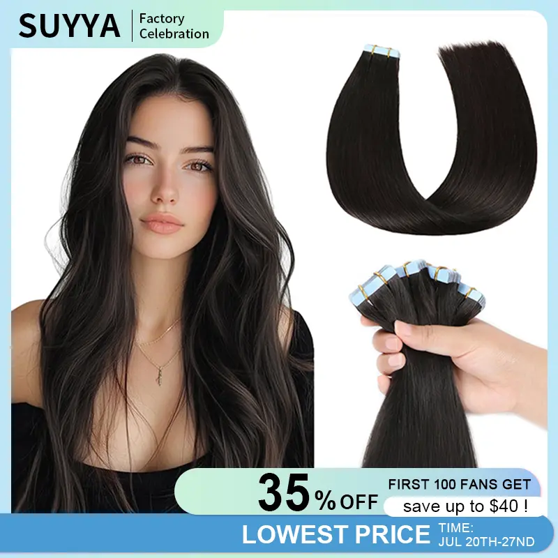 SUYYA Factory Celebration First 100 fans up to $40!  wigs human hair tape in hair extensions 12-28 inches, multiple colors ,20PCS/PACK comes with a free gift bundles  #DealsForYouDays
