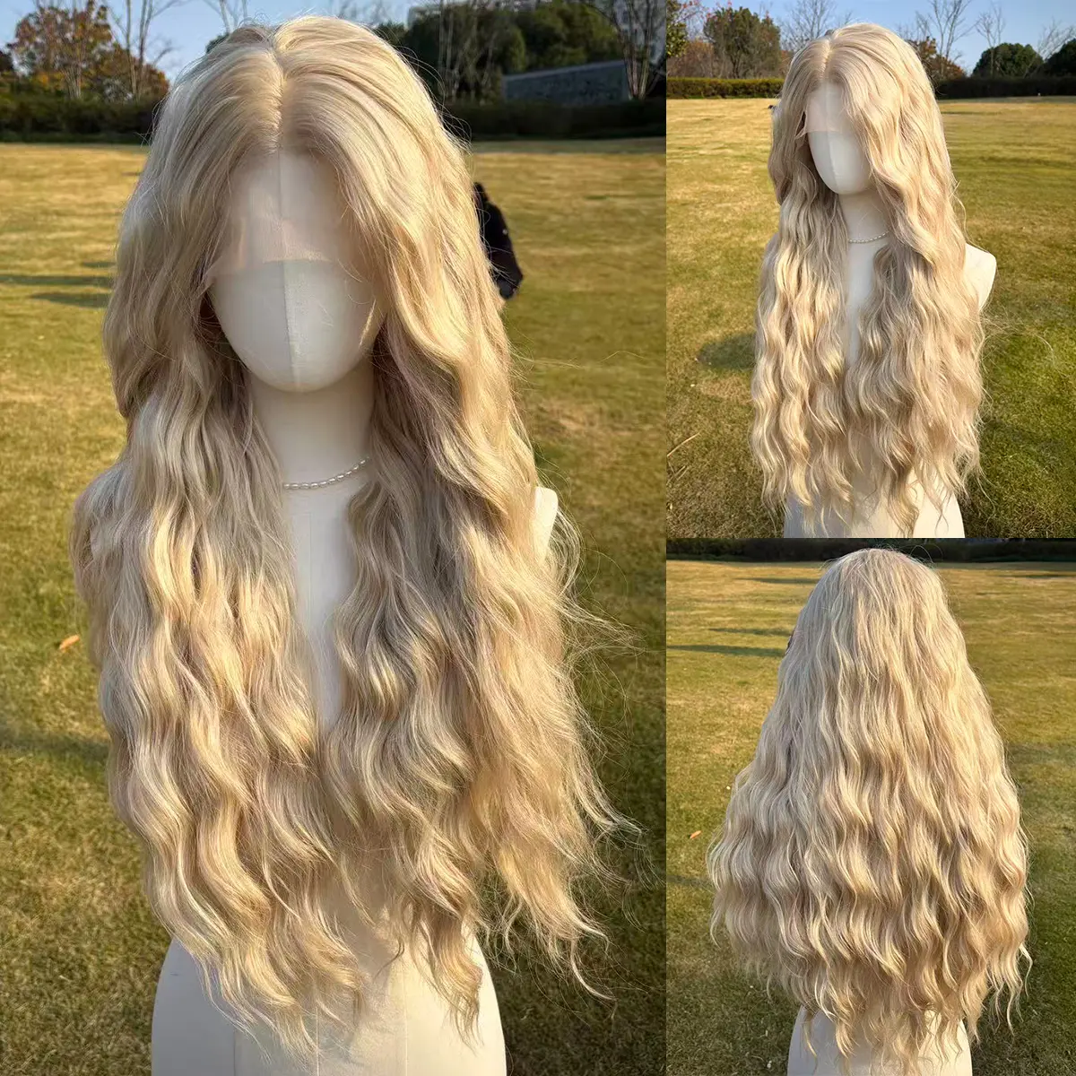 SMlLCO 26" Blonde Long Wavy Glueless 13*3 Lace FrontSynthetic Wig For Daily & Party Wear SM9694M