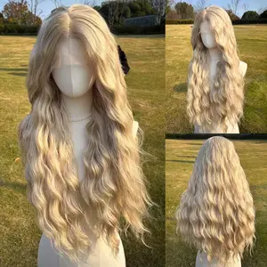 SMlLCO 26" Blonde Long Wavy Glueless 13*3 Lace FrontSynthetic Wig For Daily & Party Wear SM9694M
