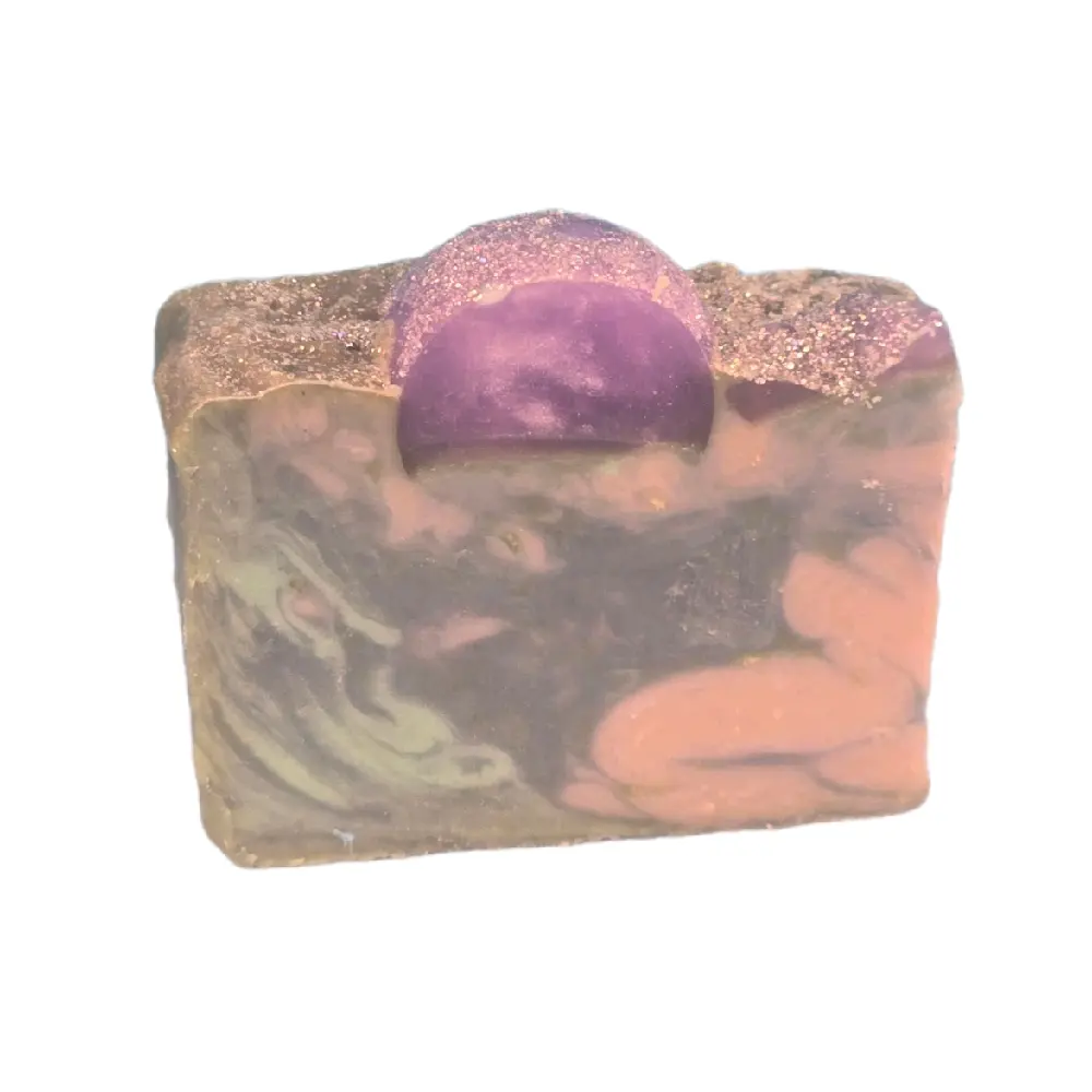 Glam Peach Orchid Scent Organic Cold Process Swirl Soap - Handmade, All Natural, Shea Butter-Infused, Gentle Moisturizing Cleansing, Hydrating Bath & Body Care Cleanser, 3Oz, Bar Soap, Moisturizes, Peach Bloom, Ruby Orchid, Body Wash, Fragrance Oil, Trave