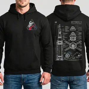Artemis Rocket Blueprint T-Shirt, Space Exploration Hoodie Sweatshirt