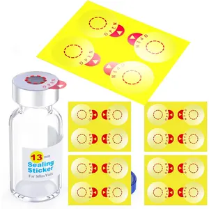 Laboratory Circle Sealing Sticker Self Adhesive Sealing Labels for Aluminum Plastics Caps, Leak-Proof,20pcs (for 13 mm Cap)