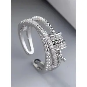 Vintage Zircon Decor Ring, Elegant Glittering Ring, Fashion Jewelry for Party, Daily Clothing Decor, Trendy All-match & Exquisite Jewelry for Birthday Gift