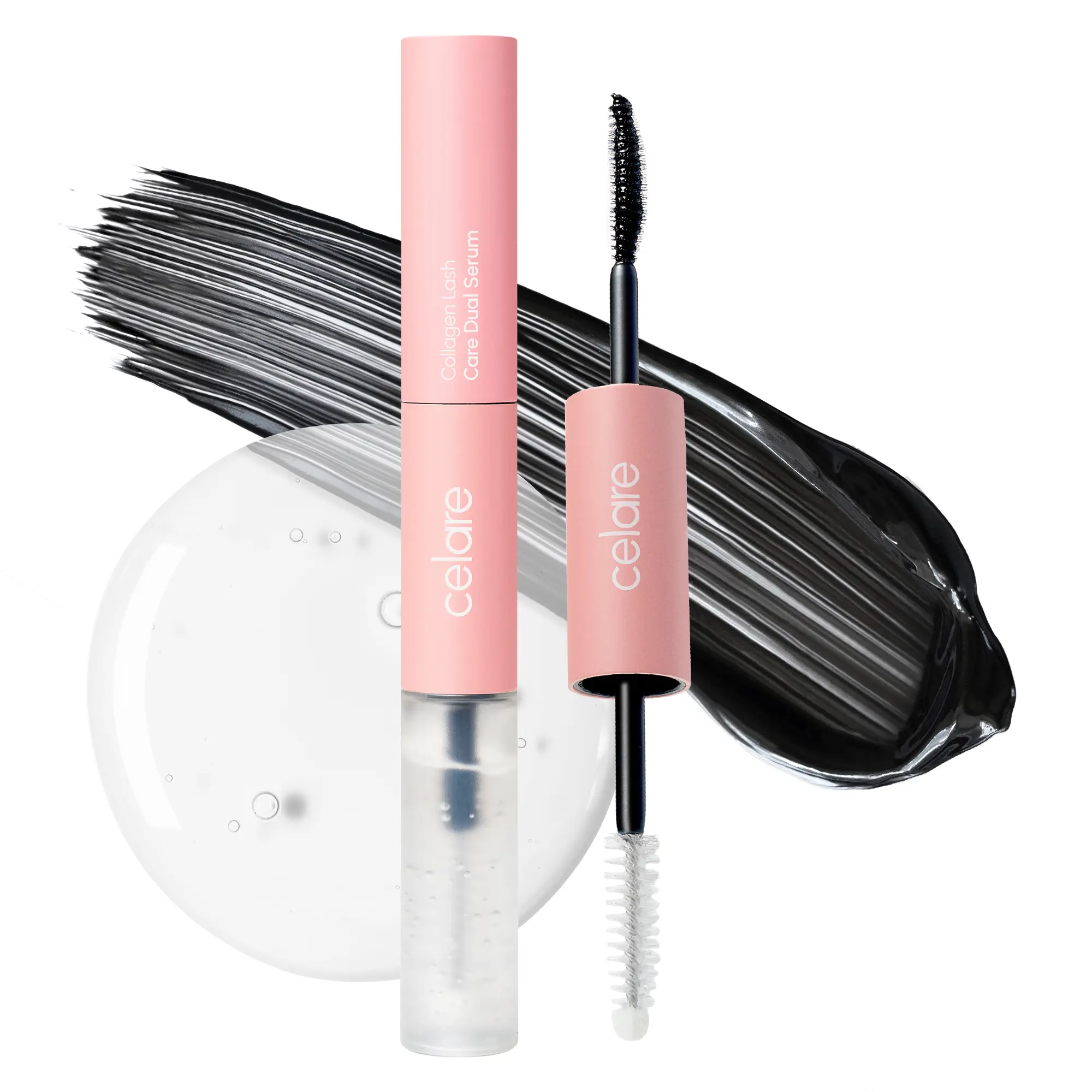 Celare Collagen Lash Care Dual Serum | 2-in-1 Lash & Brow Enhancing Serum for Women & Men | Collagen, Caffeine & Protein | Fuller, Thicker Lashes & Healthy Roots | K-Beauty | 13 ml / 0.43 fl. oz.