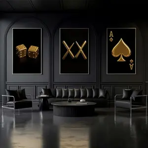 Gold Hype Beast Set of 3 Posters Wall Art Minimalist Hypebeast Wall Art Hypebeast Decor Ace of spades wall art gift