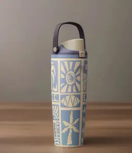 Owala FreeSip 24oz Sun Kissed Palms Waves Insulated Stainless Steel Water Bottle with Straw Lid Beach Travel Tumbler