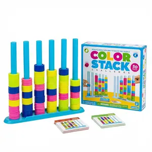 colorful Color Stack Challenge Game, Fast-Paced Color Matching stacking Puzzle Game for Kids, Teens and Family Game Night, Includes 1 Stack Racks, 40 Rings, 50 Challenge Cards and Instructions