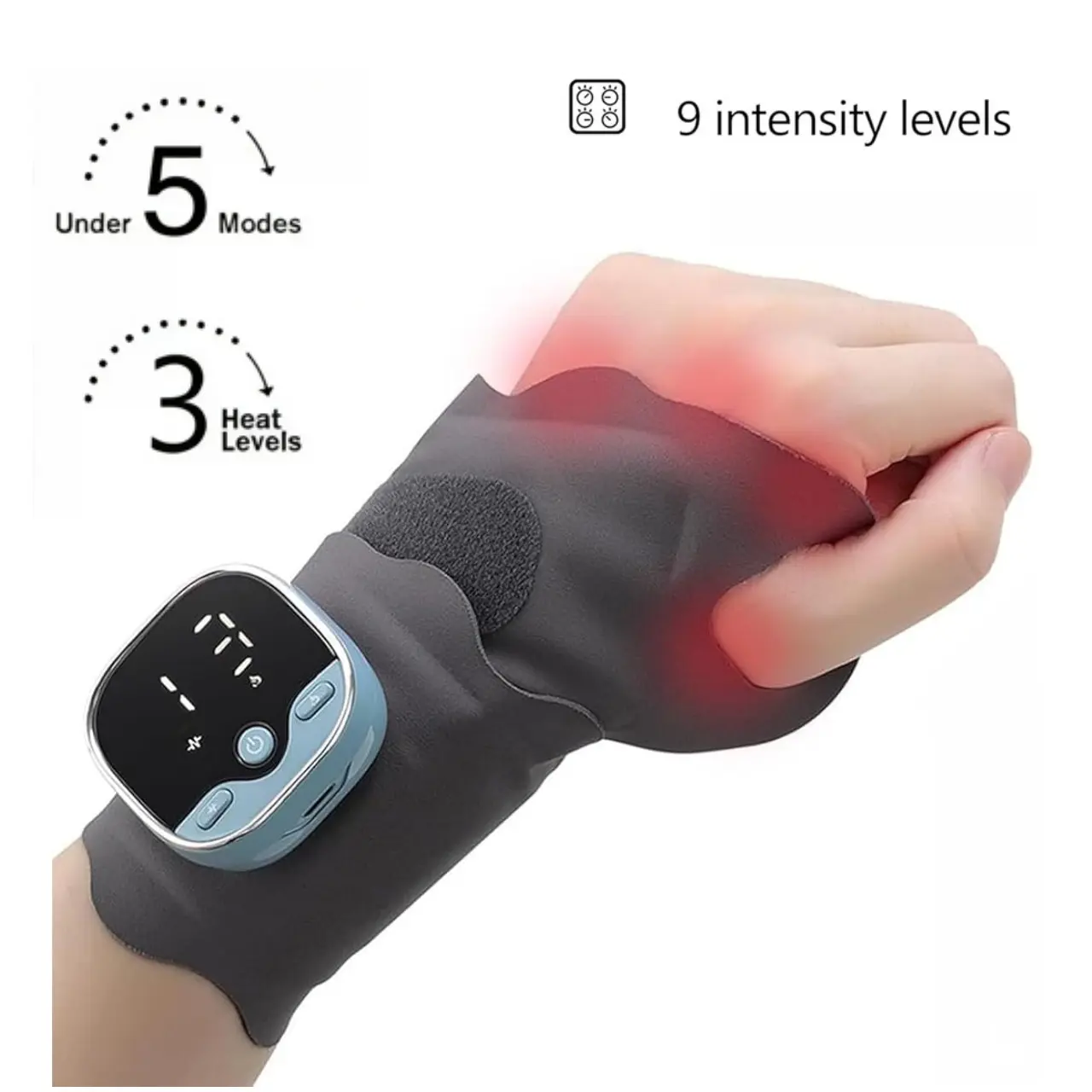 Nectarbellis Upgraded Hand Massager with Heat Function, 5 Massage Modes & 9 Intensity Levels Adjustable, Effectively Relieve Hand and Wrist Soreness & Pain, Portable Compact Hand Relax Device, Thoughtful Holiday Present & Ideal Gift for Mom
