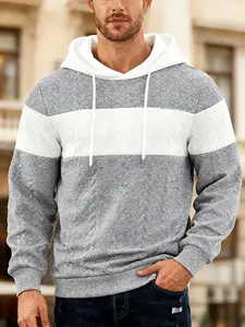 Men's Colorblock Hoodie, Lightweight Durable Polyester Sportswear, Indoor/outdoor Use, Spring Fall Comfortable Casual Top, Winter Lounge Wear, Hoodie and Sweatshirt