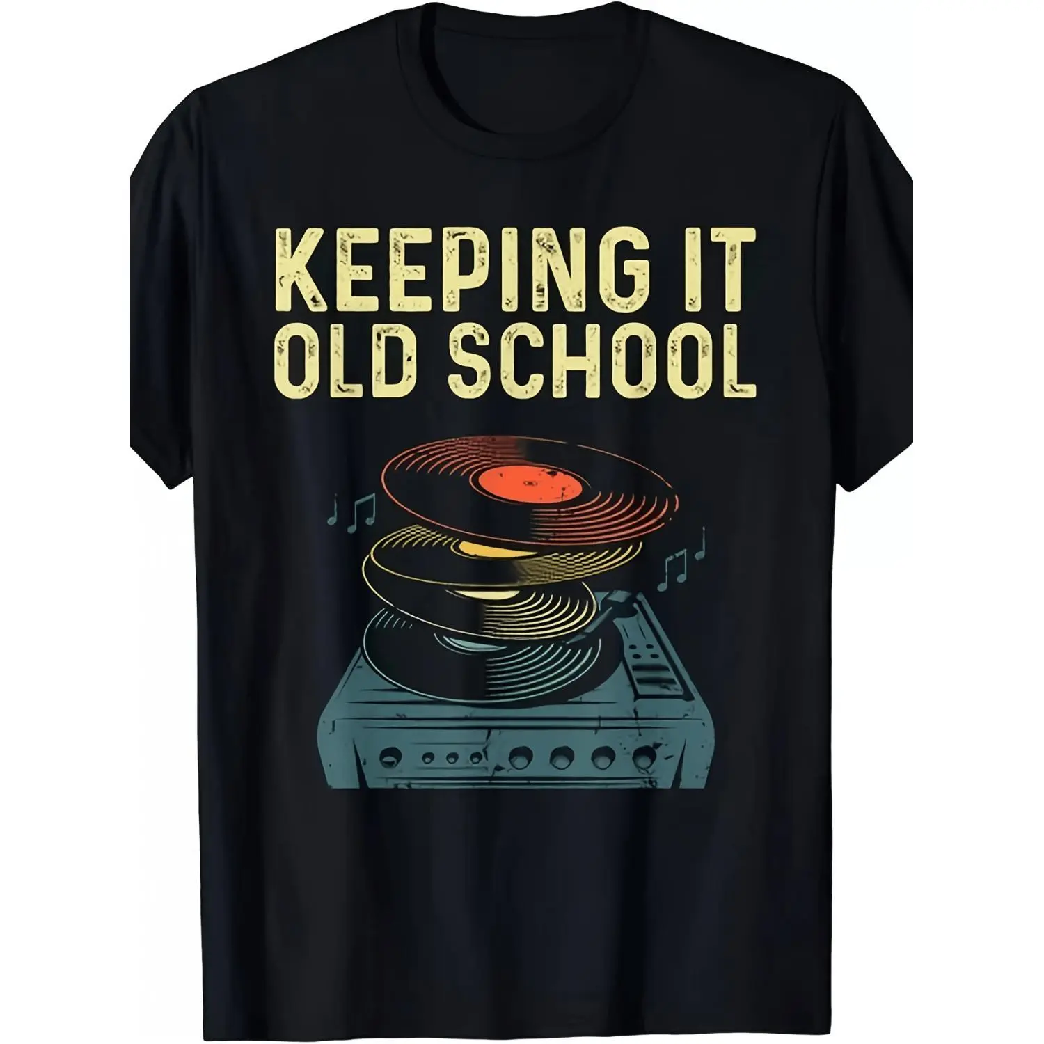 Vintage Music Record Turntable Tee Shirt for Men and Women Retro Vinyl Design Unisex Casual Top Perfect for Music Enthusiasts and Collectors Plus Size Option