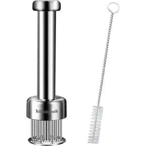 Meat Tenderizer Tool with 21 Needles Retractable Safety Guard 304 Stainless Steel for Tenderizing Beef Steak Chicken Turkey Dishwasher Safe