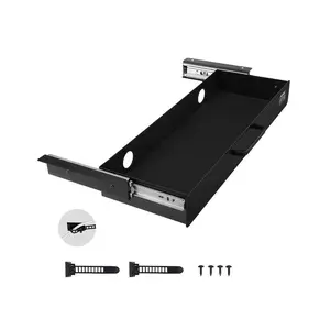 VEVOR 22 Wide Under Desk Drawer Slide Out, Under Desk Mounted Pull-out Drawer Attachment, Hidden Desktop Storage Organizer, Under Table Pencil Drawer for office Home Sit Stand Workstation, 25x9x3 in