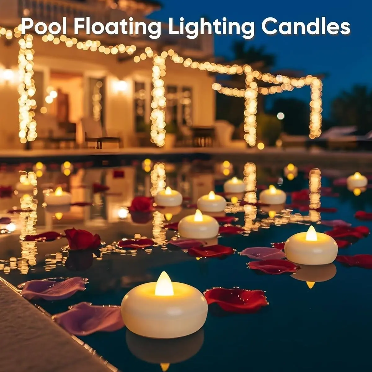 24 Pack 2” Flameless Led Floating Candles, 200 Hour Plastic Battery Operated Flickering Waterproof Tealights for Cylinder Vases, Centerpieces at Wedding, Party, Pool, Holiday (White Base) Memorial Day Sale summer essentials、outdoor fun、beach