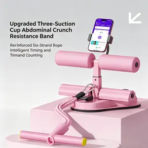 Upgraded Triple Suction Cup Sit-Up Bar | Abdominal Assist Trainer with 6-Strand Resistance Bands, Portable Full Core Home Workout Equipment