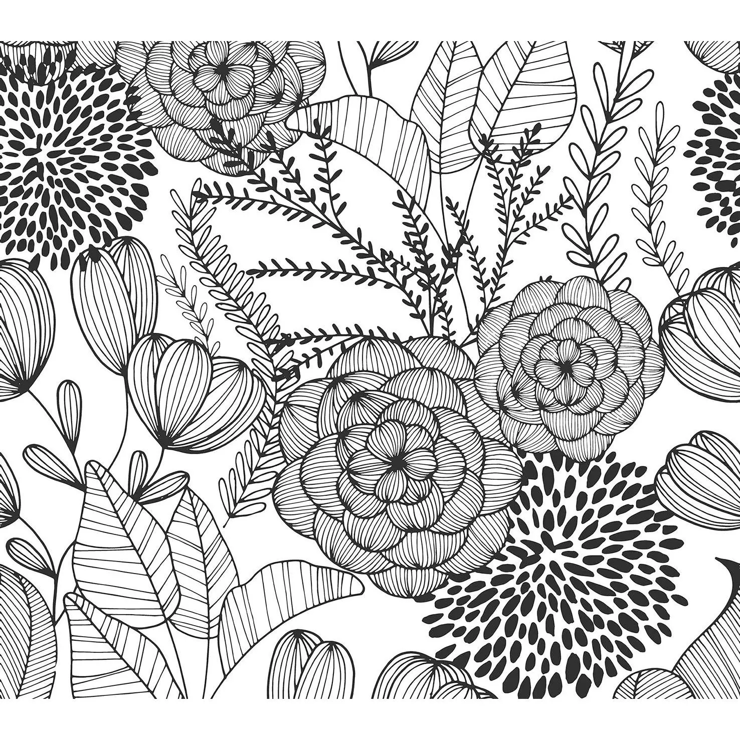 Black Secret Garden Peel & Stick Wallpaper Black Secret Garden Peel & Stick Wallpaper