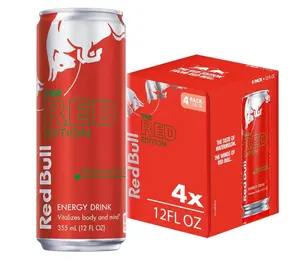 Red Bull Red Edition Energy Drink, Watermelon, with 114mg Caffeine plus Taurine & B Vitamins, 12 Fl Oz, Pack of 4 Cans