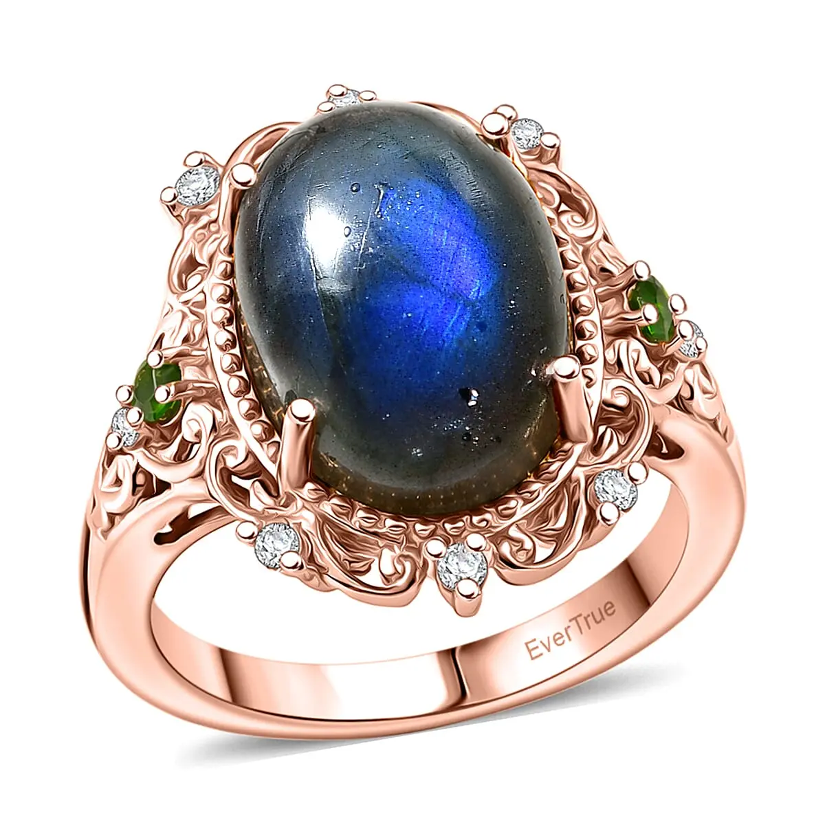 Malagasy Labradorite, Multi Gemstone Ring in 18K RG Plated (Size 10.0) 7.85 ctw