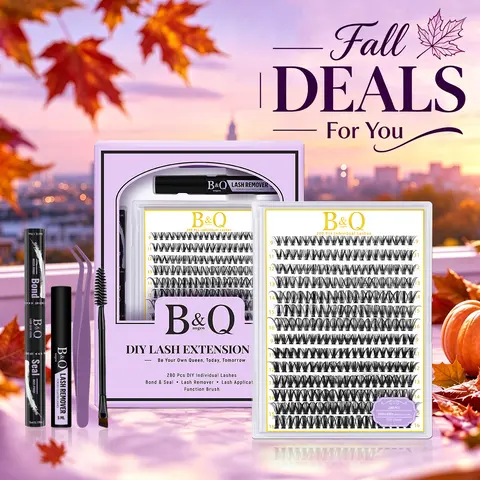 【Creator】B&Q 30D-40D Cluster Lashes Kit, 280pcs Individual D Curl 0.05mm Nature-Look Waterproof Long-Lasting Beginner-Friendly DIY Stacking False Eyelash Extensions, Cosmetic Makeup Gift #TikTokShopFallDealsForYou