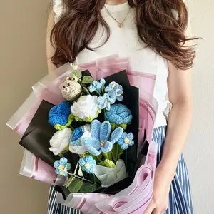 Delicate Crochet Flower Bouquet Handcrafted Romantic Gift Present