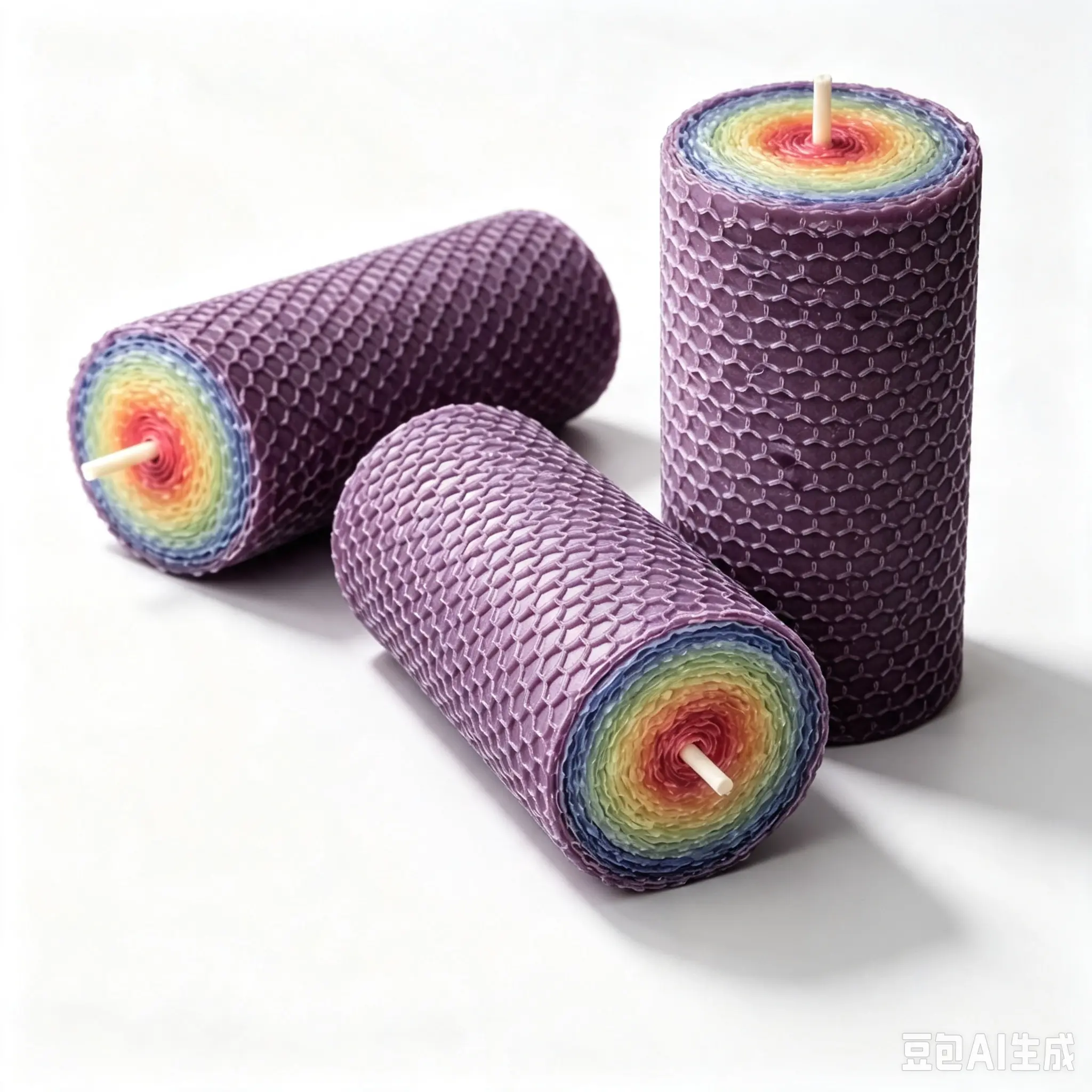 3PCS Rainbow Chakra Pillar Beeswax Candles - Scented, Long-Burning, Pure Cotton Wick, Rainbow Layers, 3-Piece Sets, Tabletop Decor, Holiday Gift for Women, Bedroom Spa Home Decorations, Three Piece Sets, Pillar Shape