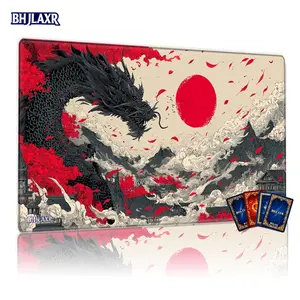 Massive Black Dragon Traditional East Asian Art MTG Playmat - 12x24in Non-Slip, Perfect for TCG/ MTG Game, Family Gathering Gift, Mouse Pad