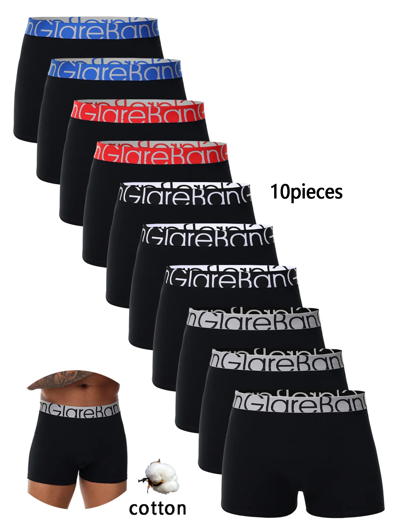 10pcs pack Cotton Black Boxer Shorts Men Brand Underwear Soft Breathable Fashion Male Underpants for Men Homme Boxershorts Pantie Hight Quality Sports and leisure family