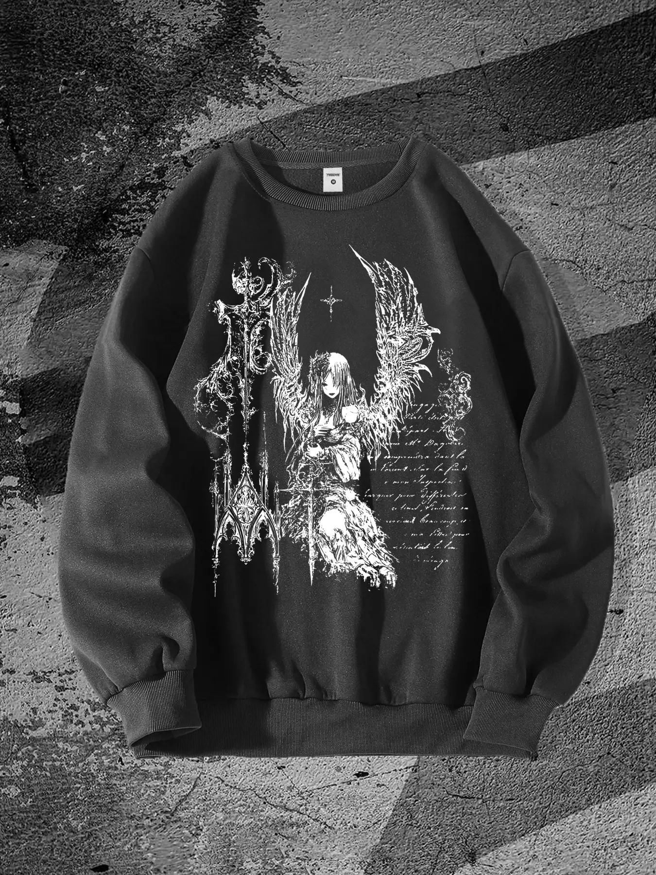 Men's Gothic Anime Print Hoodie, Long Sleeve Knitted Casual Streetwear Pullover, Spring & Fall Fashion, Fitted Style, Moderate Fabric Thickness, Knitwear