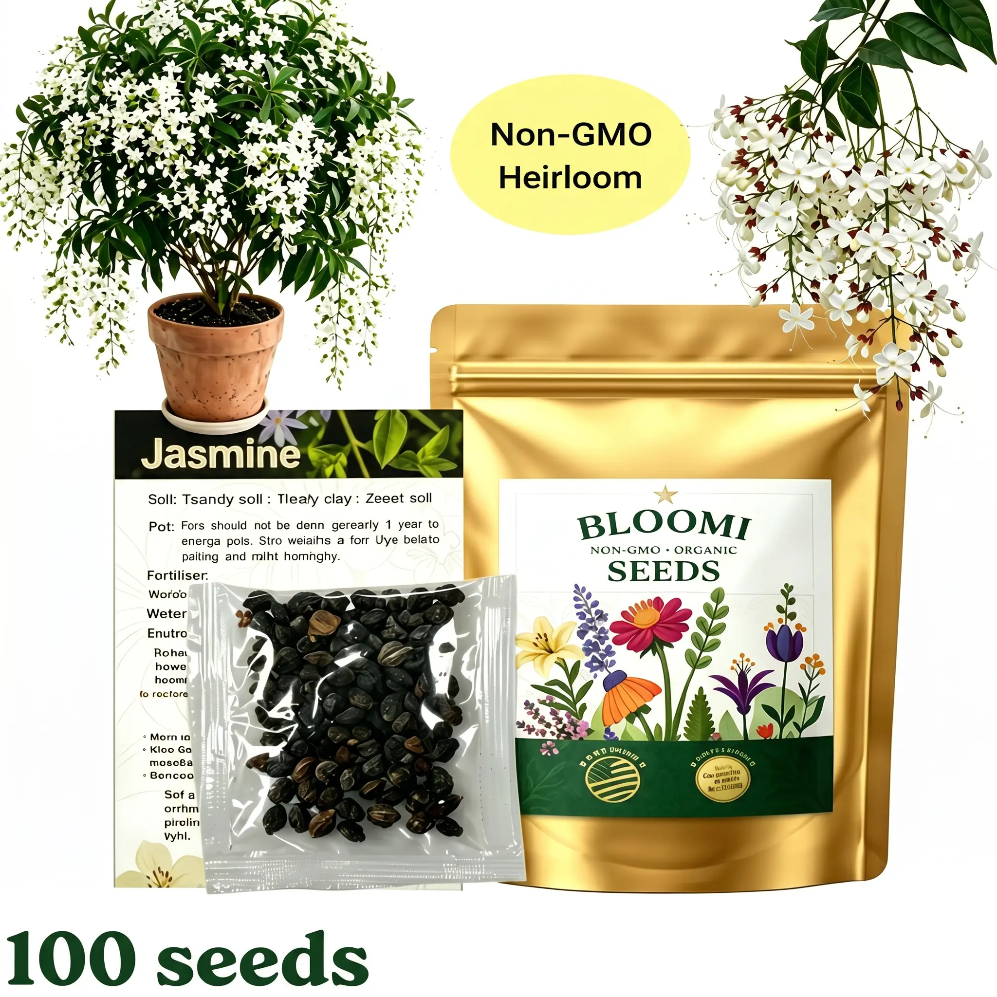 Trailing Jasmine Seeds Bridal Veil High Germination Rate Nodding Clerodendron Easy to Grow Long Lasting Aroma for Home Garden Fragrant Blooms Rare Cascading Jasmine Perfect for Balconies & Indoor Pots