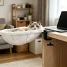 Clip-On Plain Polyester Fiber Desktop Hammock - Sturdy Nest, Space-Saving Furniture, Climbing Tree, Cozy Bed for Large Cats, Office Work Companion