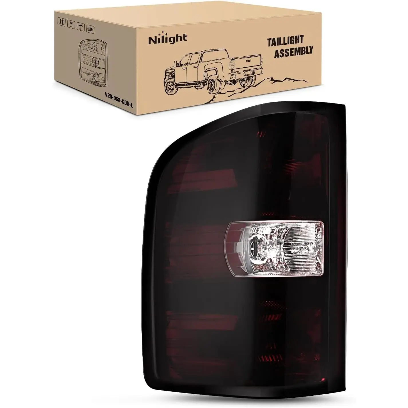 Nilight Dark Red/Red Driver Side/Passenger Side Taillight Assembly, Vehicle Accessories, Compatible with 2007-2014 Chevy Silverado 1500/2500HD/3500HD & 2007-2013 GMC Sierra 3500HD, Rear Lamp Replacement for Chevy 1500 & GMC Models, Gmc Accessories