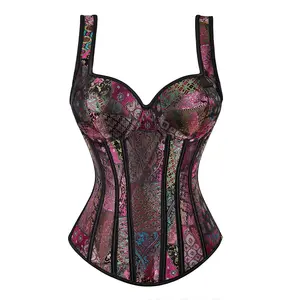 MILALEE Women's Gothic Shoulder Straps Tank Overbust Corset Halter Bustiers Top Plus Size Lingerie Halloween Gothic Party Outfit SummerVibes XS-7XL 1569-ZC