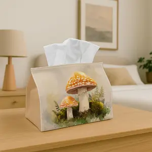 1pc Whimsical Botanical Mushroom  - Decorative Tissue Box ,  Illustration Forest Soft Warm - for Home, Party, Car, Kitchen & Bathroom - Tissue Holder for Everyday Use, Ideal for Party Supplies, Home Accessory, Holiday Decorators