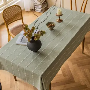 Sage green tablecloth linen cotton sage table clothes for rectangle tables heavy duty washable farmhouse soft boho tablecloth for kitchen table linens sage green 53 x 70 inch