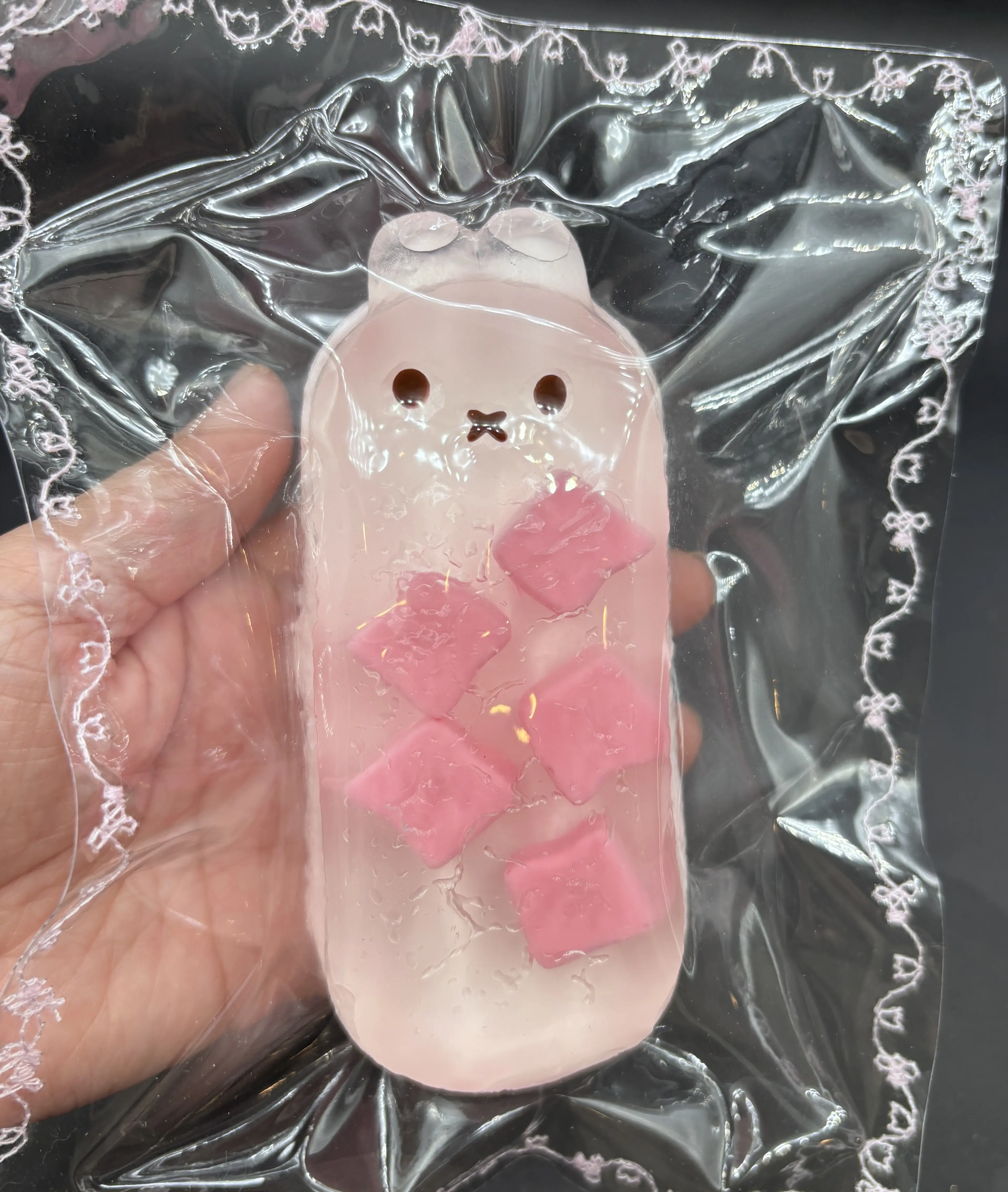 Large Cute clear peach jelly bunny taba squishy soft