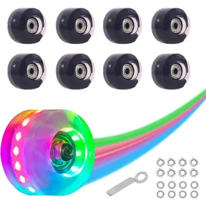 8 Pack 82A Light up Roller Skate Wheels 54 * 32mm with Bearings Installed Luminous Quad Light Up Wheels Skating Accessories For Double Row Skates Outdoor And Indoor Use