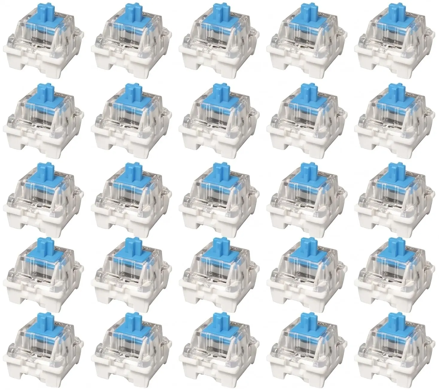 25 Blue 3-Pin Clicky Mechanical Keyboard Switches, Pre-Lubricated MX-Compatible RGB Switches for Repair, Custom Builds, Typing, Gaming, and 3D-Printed Clicker Projects