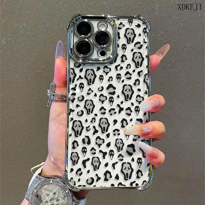 Scream Mask Smartphone Casing - Spooky Face & Wild Pattern Handheld Device Accessory, TPU Material Shockproof Phone Case for iPhone 17 Air,16,15,14,13,12,11 Pro, Ideal for Friends' Birthdays