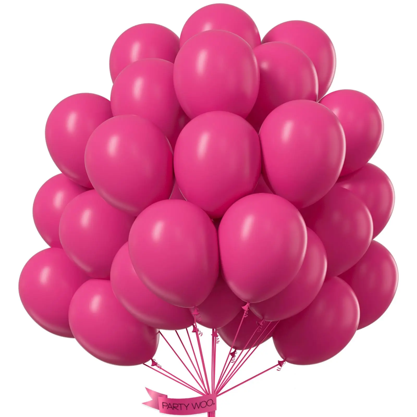 PartyWoo Thick 12-Inch Round Rubber Hot Pink Balloons, 100pcs Floatable Festive Supplies - DEHP-Free for Graduation, Birthday, Baby Shower, Balloon Arch Decor