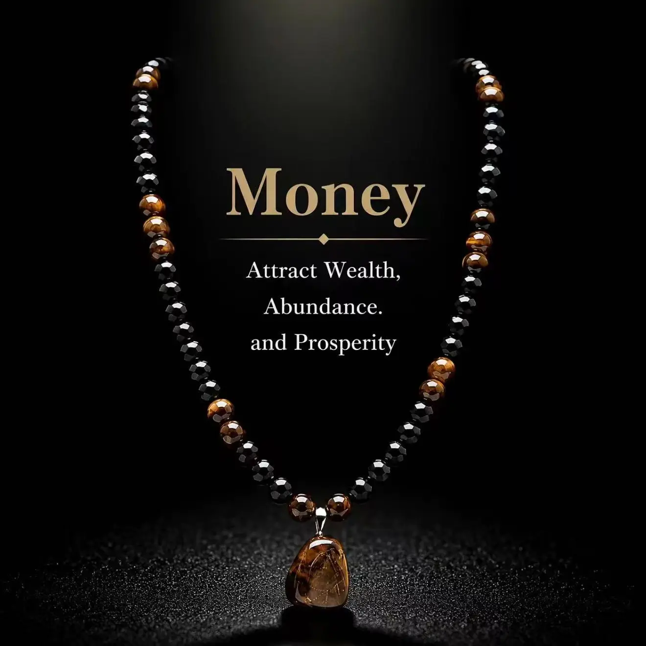 KROAFA Tiger Eye Stone and Obsidian Necklace, approximately 27.1 inches long, beaded pendant, suitable for both men and women; healing energy jewelry gift; crystal necklace, beaded crystal necklace