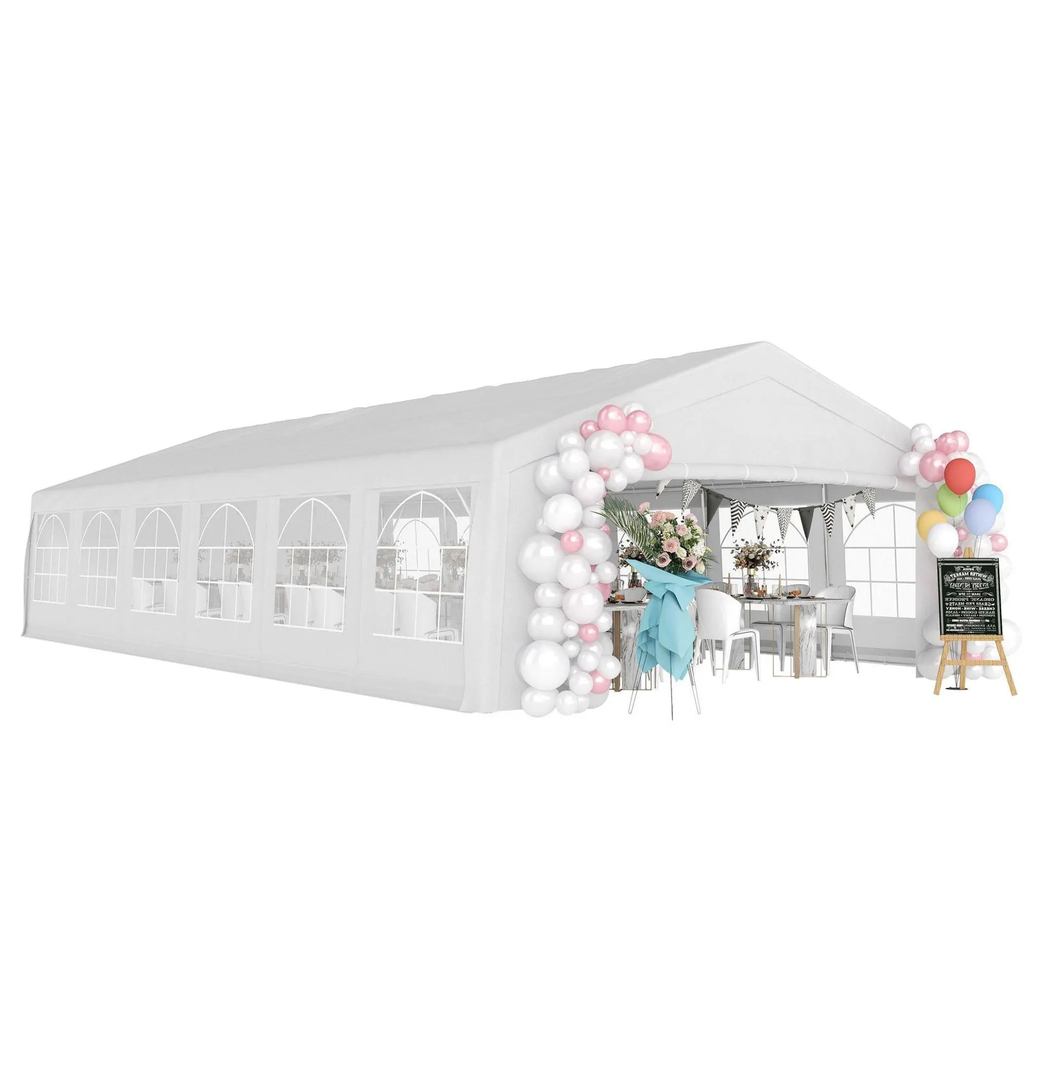 20x40ft Carport Canopy Tent, Removable Sidewalls - Outdoor Party Tent, White