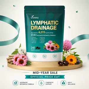 VivoNu  Lymphatic- Supports Lymphatic Circulation | Detox & Reduces Swelling | Key Ingredients: Echinacea, Dandelion, Nettle, Burdock, Calendula, Red Clover | 240 Capsules | Supports Immune System & Metabolism SummerVibes
